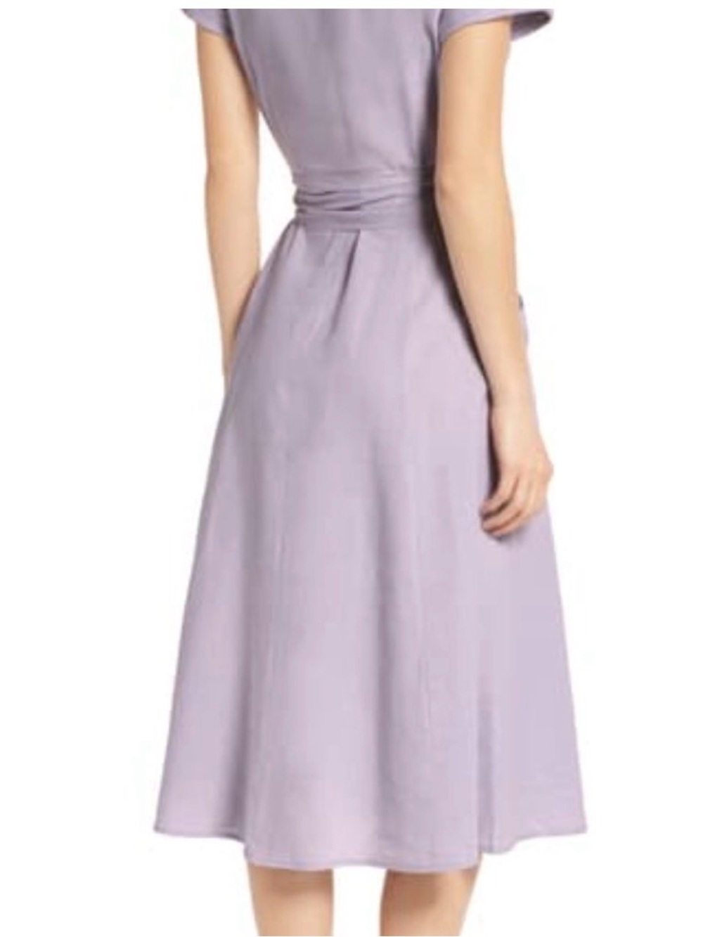 Gal Meets Glam Vanessa Lavender Linen Blend Button Front Midi Dress Size 12 - Picture 3 of 13